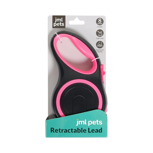 JML Pets 8m Retractable Dog Lead – Pink
