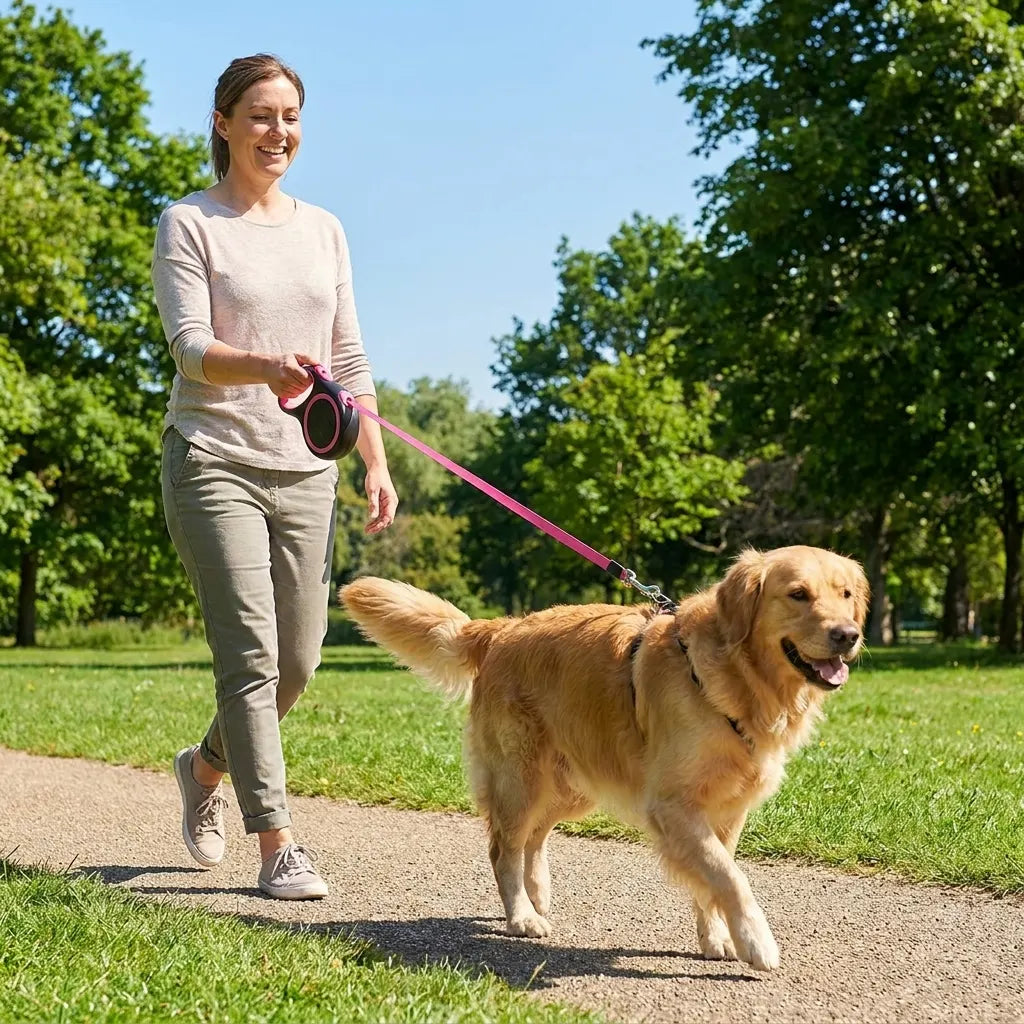 JML Pets 8m Retractable Dog Lead – Pink